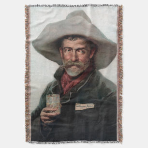 Spanish Ranchero Cowboy in Old West Saloon Throw Blanket