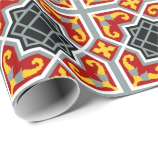 Spanish red and yellow octagonal pattern wrapping paper