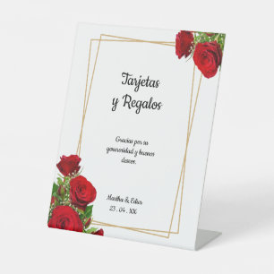 Spanish Red Roses Wedding Cards and Gifts Sign