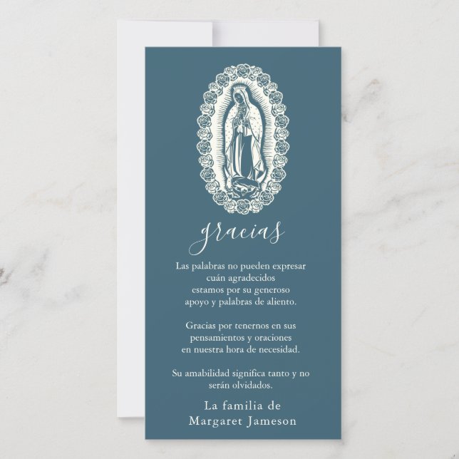 Spanish Religious Funeral Guadalupe Thank You Card (Front)