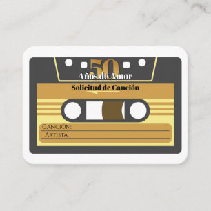 Spanish Retro Cassette Tape 50th Anniversary RSVP Enclosure Card