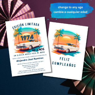 Spanish Retro Classic Car Vintage Any Age Birthday Invitation