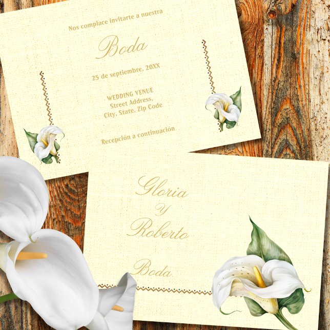 Spanish, Romantic Colors Cala Lily Mexican Wedding Invitation (Creator Uploaded)