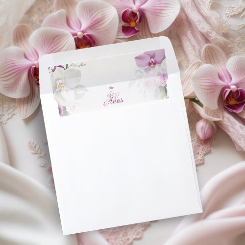 Spanish Romantic Mis XV Floral Orchids Bouquets Envelope Liner