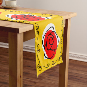 Spanish Rose Border table runner 14 X 72