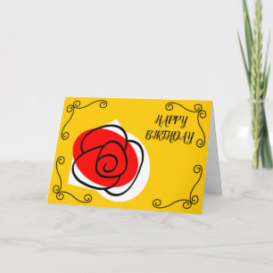 Spanish Rose Corners Birthday Text landscape Card