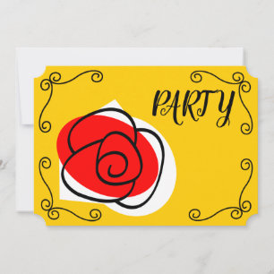 Spanish Rose Corners Party horizontal Invitation