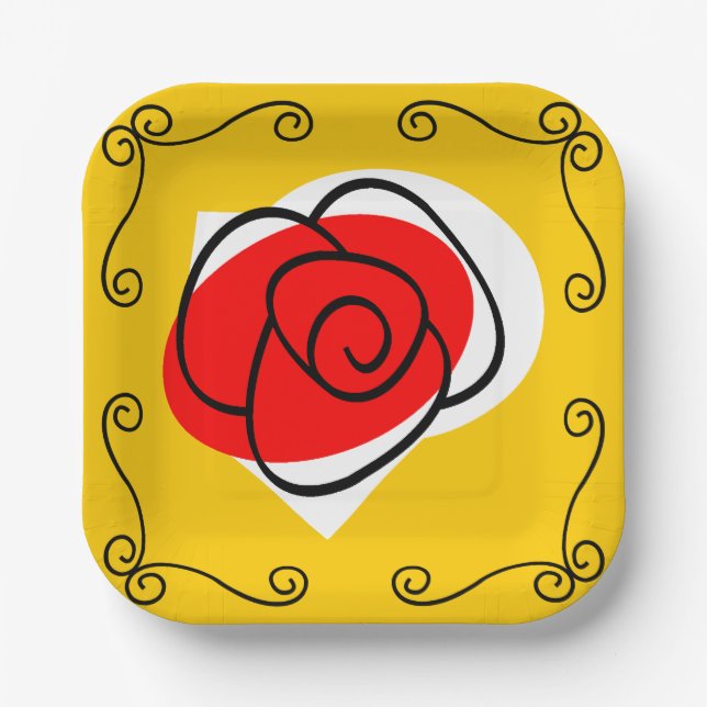 Spanish Rose Corners square Paper Plates (Front)