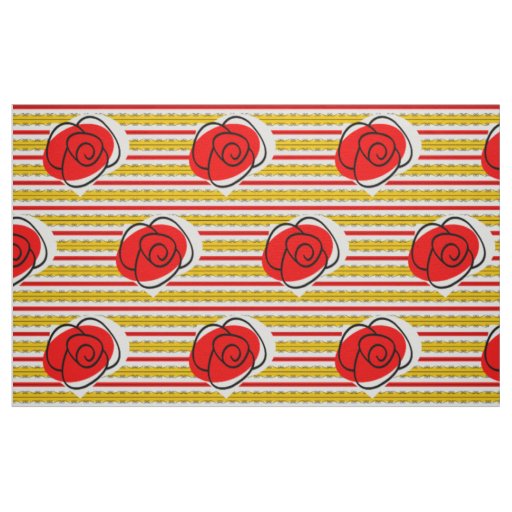 Spanish Rose Stripe fabric large print