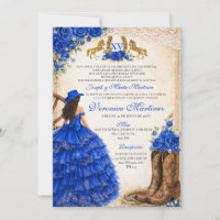 Spanish Royal Blue Floral 15 Años Charra Western