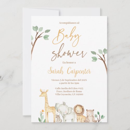 Spanish Safari Baby Shower Invitation