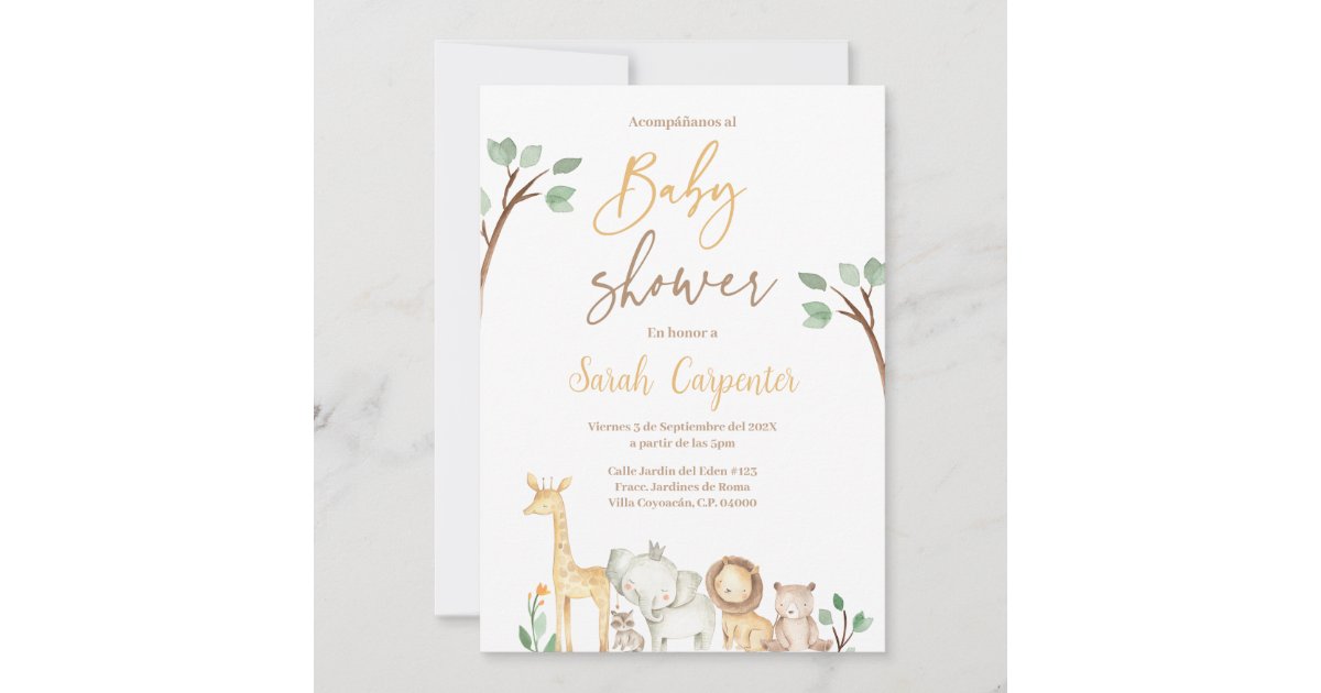 Spanish Safari Baby Shower Invitation 