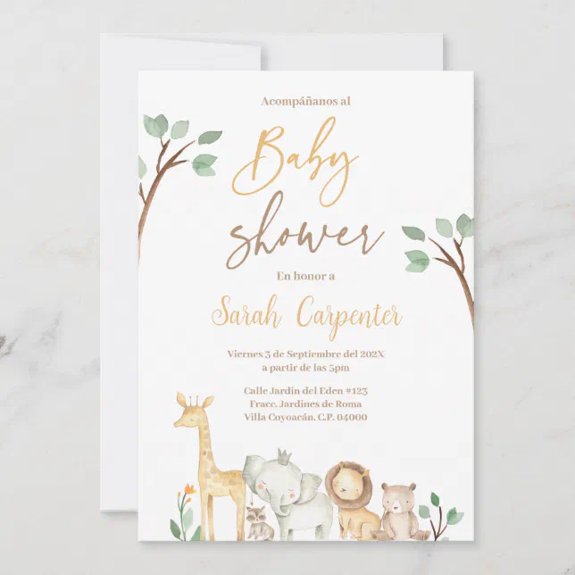 Spanish Safari Baby Shower Invitation | Zazzle