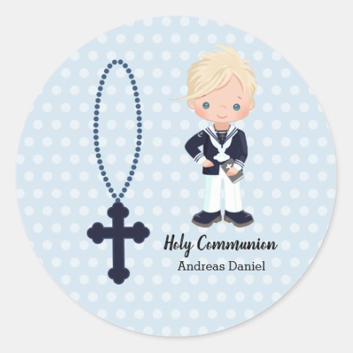 Spanish Sailor First Communion boy Classic Round Sticker