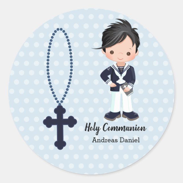 Spanish Sailor First Communion boy Classic Round Sticker (Front)