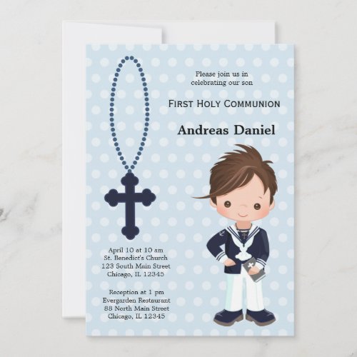 Spanish Sailor First Communion boy Invitation