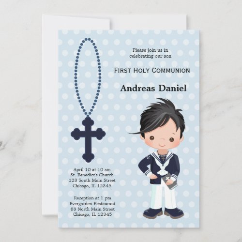 Spanish Sailor First Communion boy Invitation