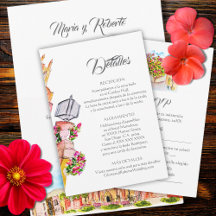 Spanish, San Miguel Allende Wedding Details Card