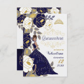 Spanish Save the Date Blue Quinceanera No Photo (Front/Back)
