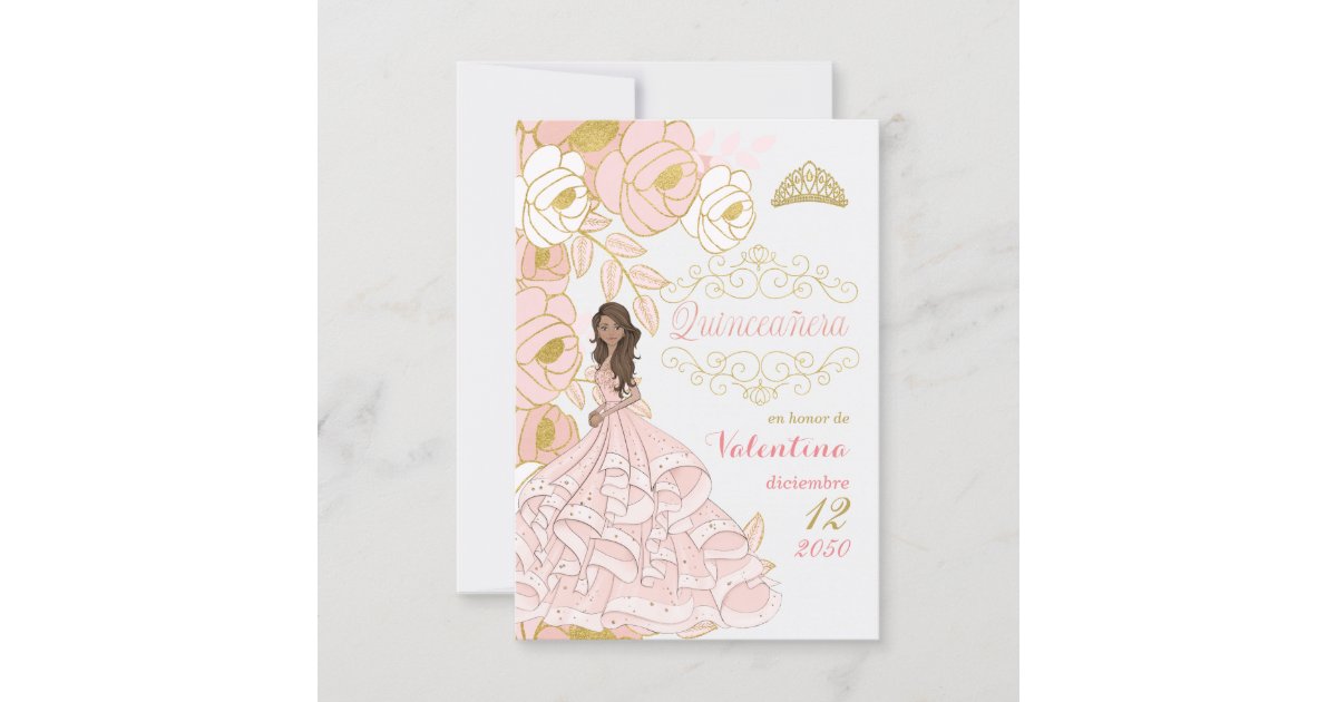 Spanish Save the Date Pink Quinceanera No Photo