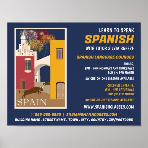 Spanish Scene Spanish Language Course Advertising Poster