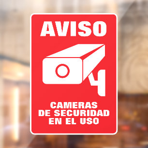 Spanish security camera notice warning poster window cling