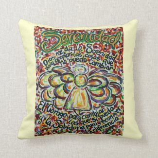 Spanish Serenity Prayer Angel Decorative Pillow