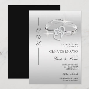 Spanish Silver Wedding Rings Rehearsal Dinner Invitation