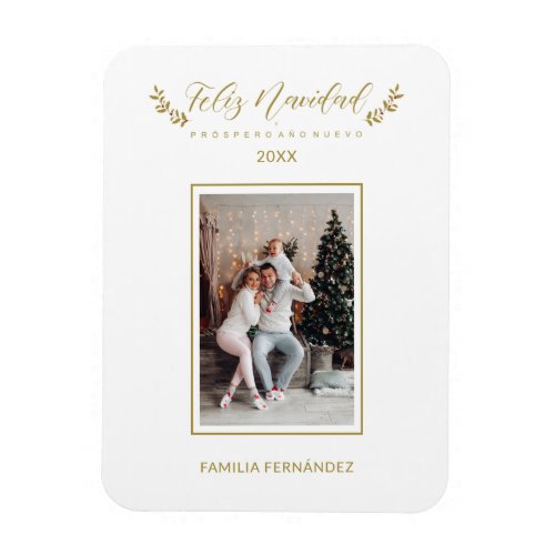 Spanish Simple Elegant Chic Christmas Photo Family Magnet