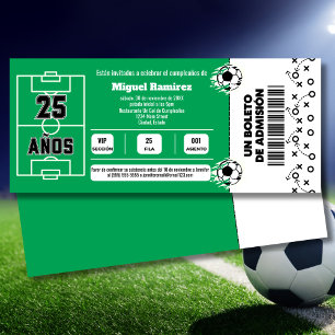 Spanish Soccer Game Ticket for 25th Birthday Party Invitation