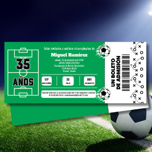 Spanish Soccer Game Ticket for 35th Birthday Party Invitation