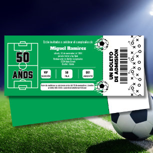 Spanish Soccer Game Ticket for 50th Birthday Party Invitation