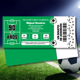 Spanish Soccer Game Ticket for 90th Birthday Party Invitation