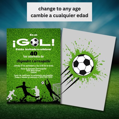 Spanish Soccer Mens Birthday Party Any Age Invitation