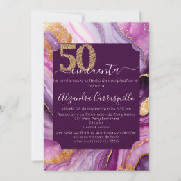 Spanish Sophisticated Agate 50th Birthday Party Invitation