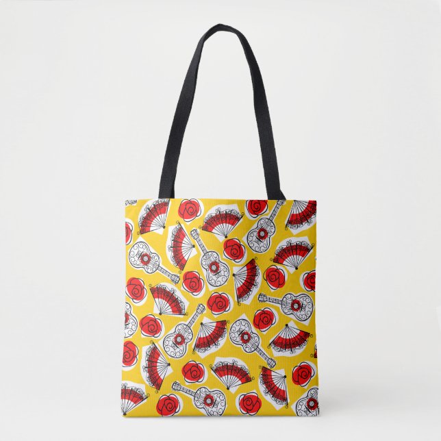 Spanish Souvenirs all over tote red back Bag (Front)