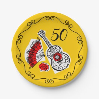 Spanish Souvenirs Border 50 Paper Plate by QuirkyChic at Zazzle
