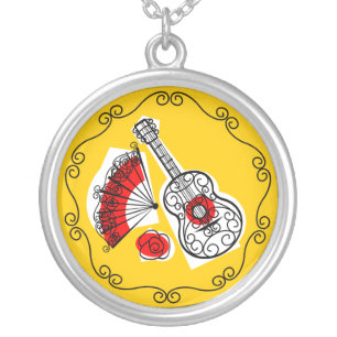 Spanish Souvenirs Border round Silver Plated Necklace
