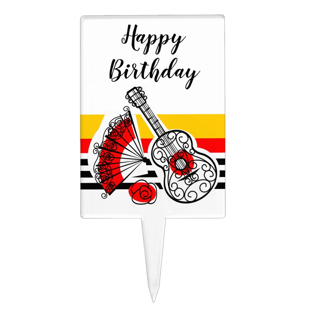 Spanish Souvenirs Classic Stripe Birthday Cake Topper Zazzle