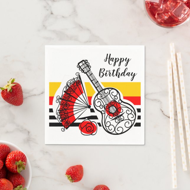 Spanish Souvenirs Classic Stripe Birthday Napkins (Insitu)