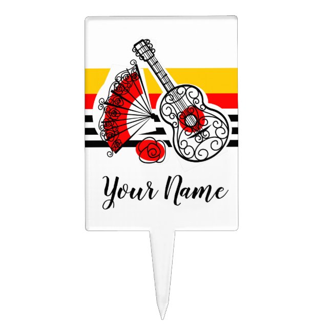 Spanish Souvenirs Classic Stripe Name Cake Topper (Front)