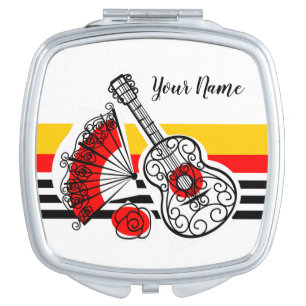 Spanish Souvenirs Classic Stripe Name round Compact Mirror