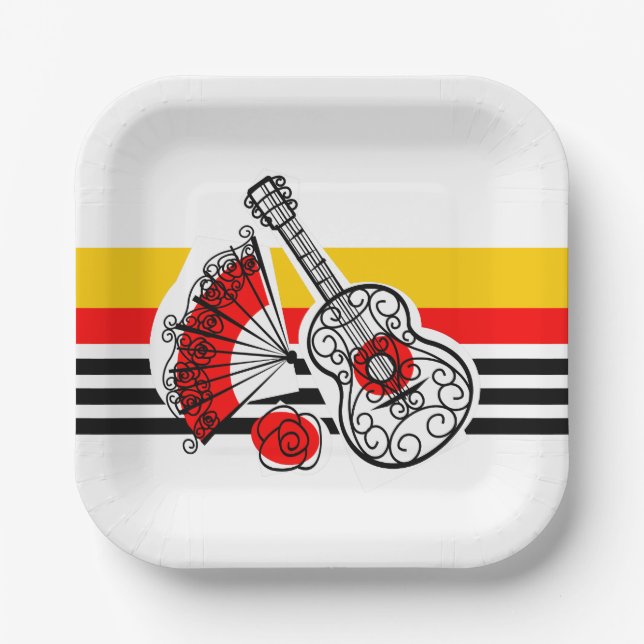 Spanish Souvenirs Classic Stripe square Paper Plates (Front)
