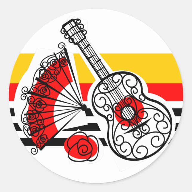 Spanish Souvenirs Classic Stripe sticker round (Front)