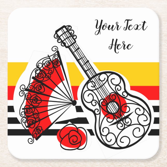 Spanish Souvenirs Classic Stripe Text square Paper Coaster (Front)