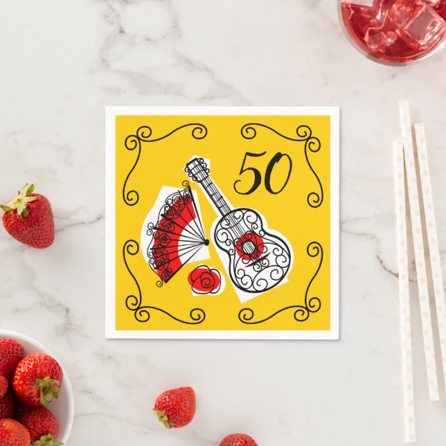 Spanish Souvenirs Corners 50 Age paper napkin (Insitu)