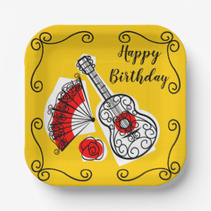 Spanish Souvenirs Corners Birthday square Paper Plates
