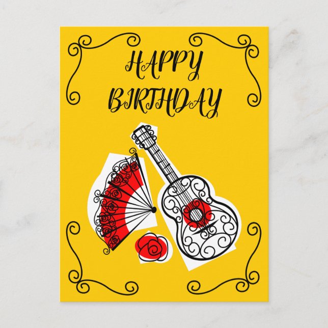 Spanish Souvenirs Corners Birthday vertical Postcard (Front)