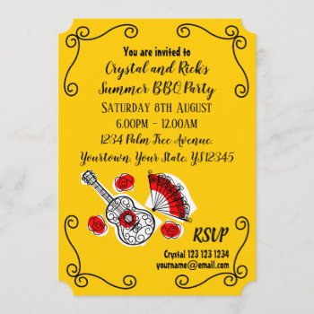Spanish Souvenirs Corners Front Text Invitation by QuirkyChic at Zazzle