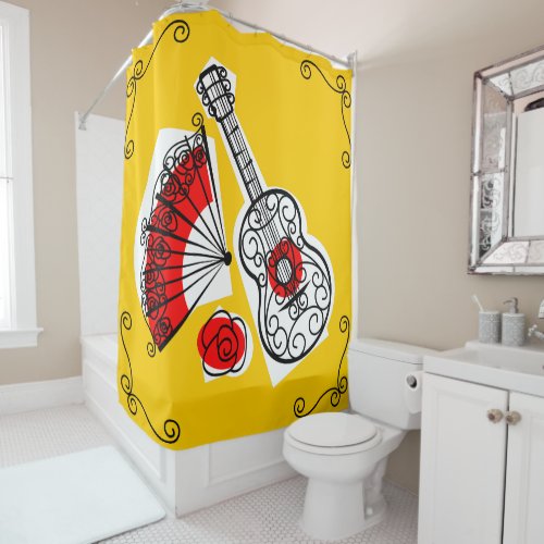 Spanish Souvenirs Corners shower curtain